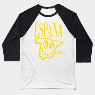 Grunge Spain Spanish Eyes Smiling Face Yellow Baseball T-Shirt